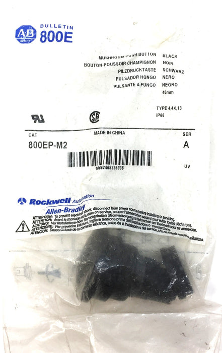 Allen-Bradley 800E Black Mushroom Push Button 800EP-M2 NOS