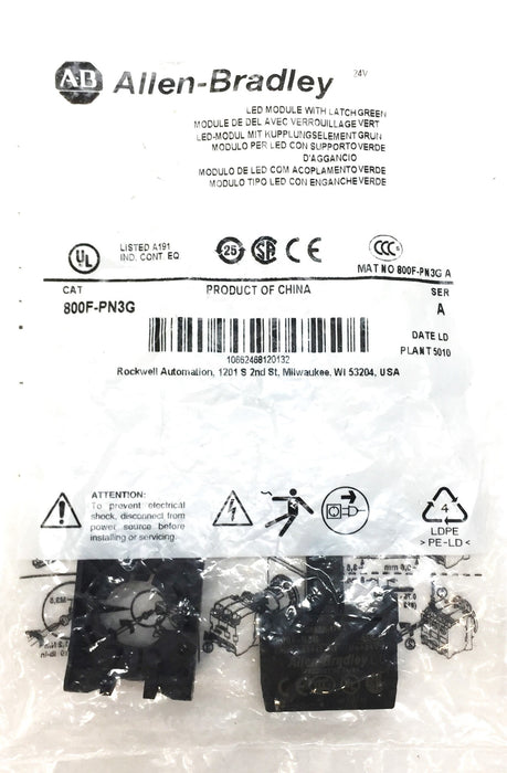 Allen-Bradley LED Module with Latch Green 800F-PN3G SER. A NOS