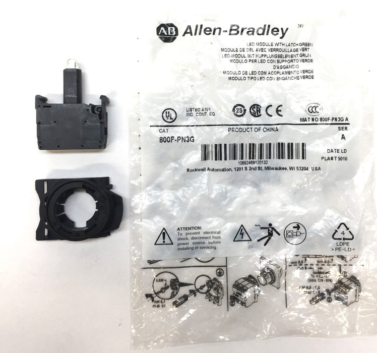 Allen-Bradley LED Module with Latch Green 800F-PN3G SER. A NOS