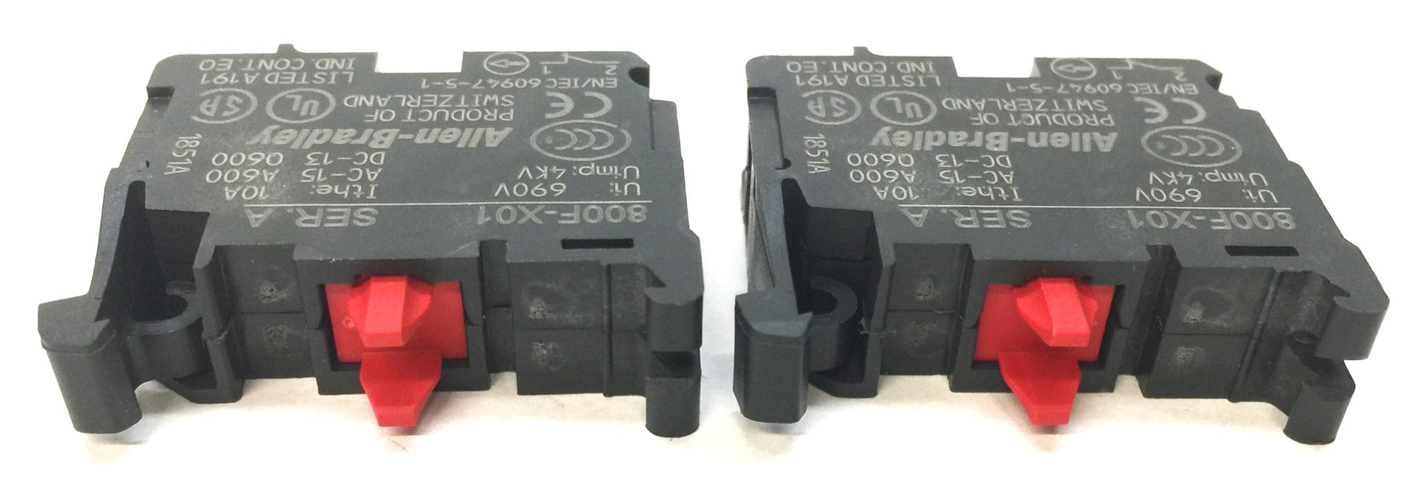 Allen-Bradley Auxiliary Contact Block 800F-X01 [Lot of 2] NOS
