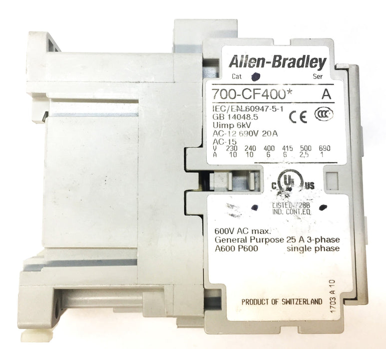 Allen-Bradley Control Relay 700-CF400 SER. A USED