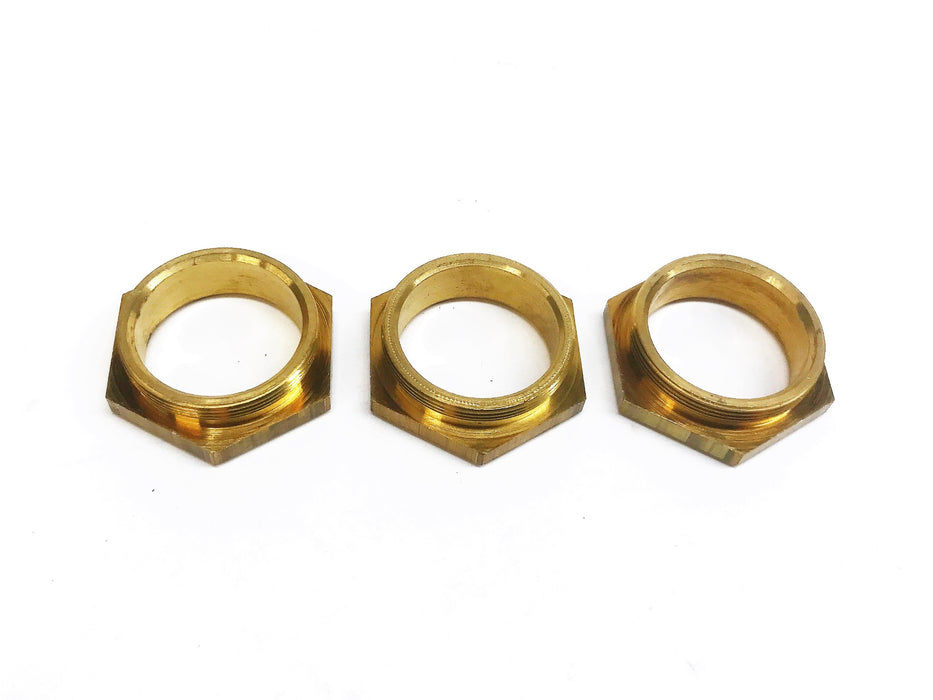 Unbranded Brass Male Hex Flange Nut [Lot of 3] NOS