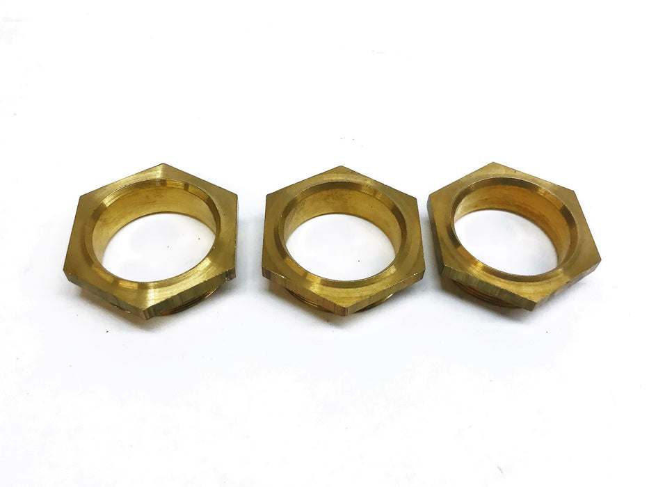 Unbranded Brass Male Hex Flange Nut [Lot of 3] NOS