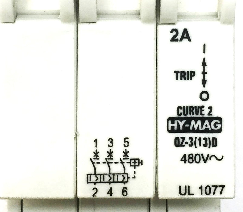 HY-MAG 480V Curve 2 Circuit Breaker 090503 (QZ-3(13)D) USED