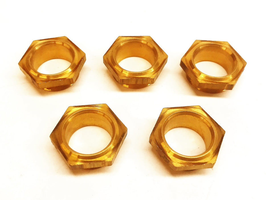 Unbranded Brass Male Hex Flange Nut [Lot of 5] NOS