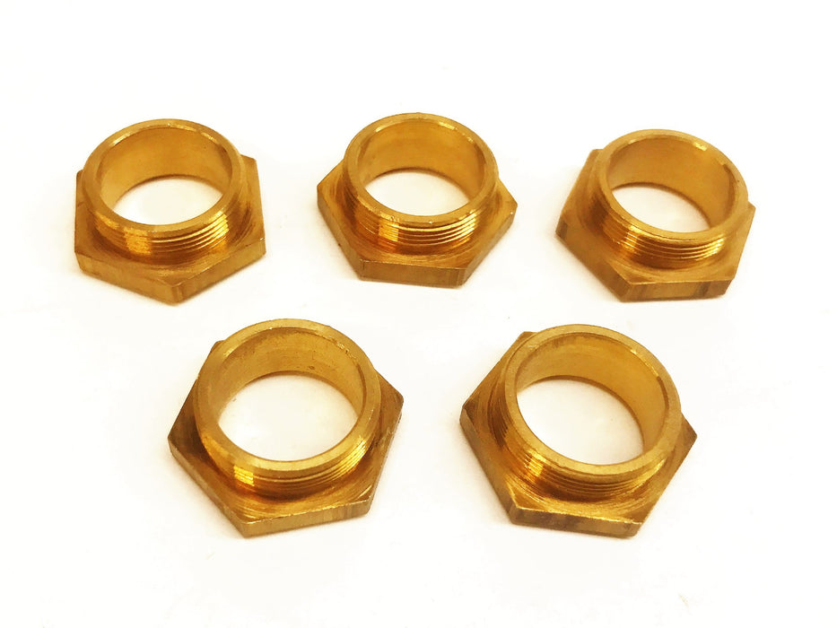 Unbranded Brass Male Hex Flange Nut [Lot of 5] NOS