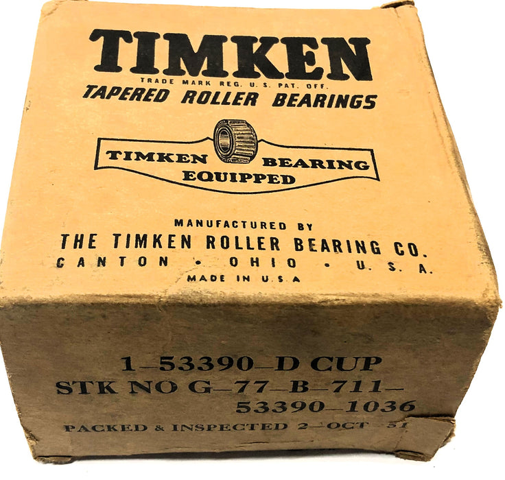 Timken Double Row Tapered Roller Bearing Cup 53390-D NOS