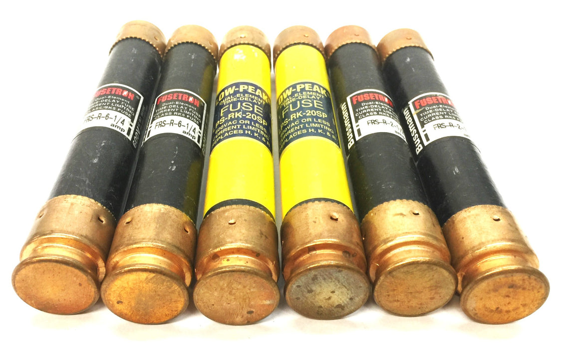 Bussmann Dual Element Current Limiting Fuse Lot Assortment 600V [Lot of 6] NOS