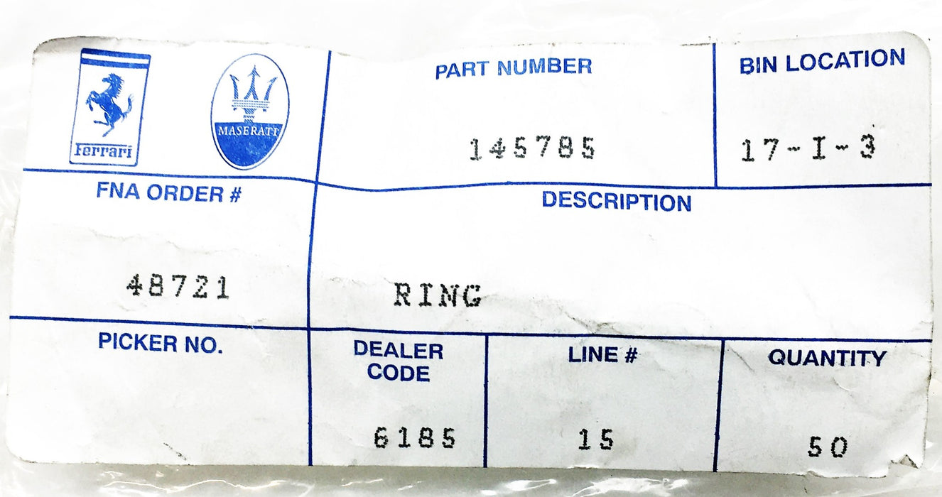 Ferrari Maserati Oil Ring For Valve Guard 145785 [Lot of 2] NOS