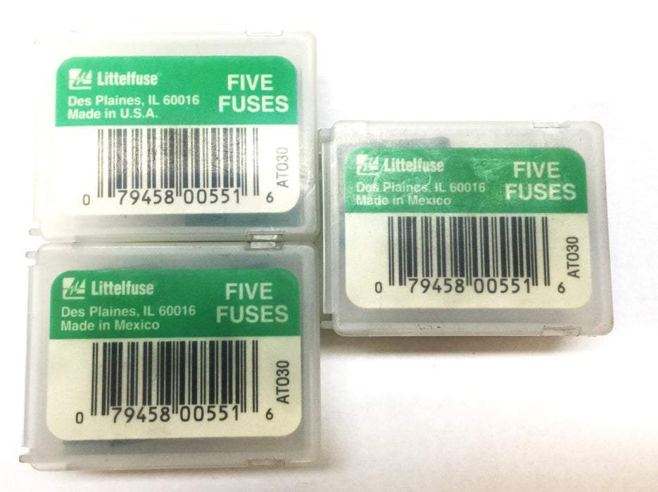 Littelfuse ATO30 Five Fuse Pack (5pcs) [Lot of 3] NOS