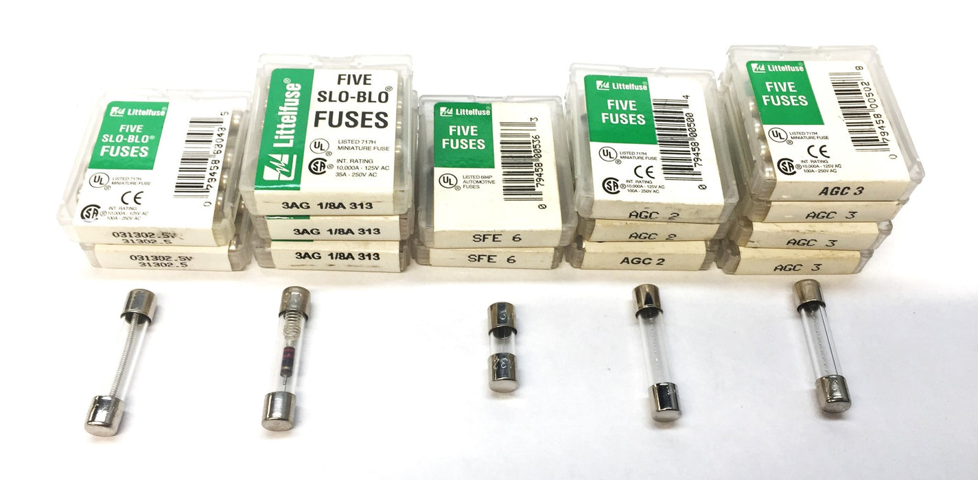 Littelfuse Assorted Five Fuse Pack (5pcs) [Lot of 14] NOS