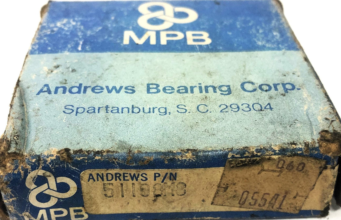 Andrews Bearing Corp MPB Thrust Bearing 51108-M8 NOS