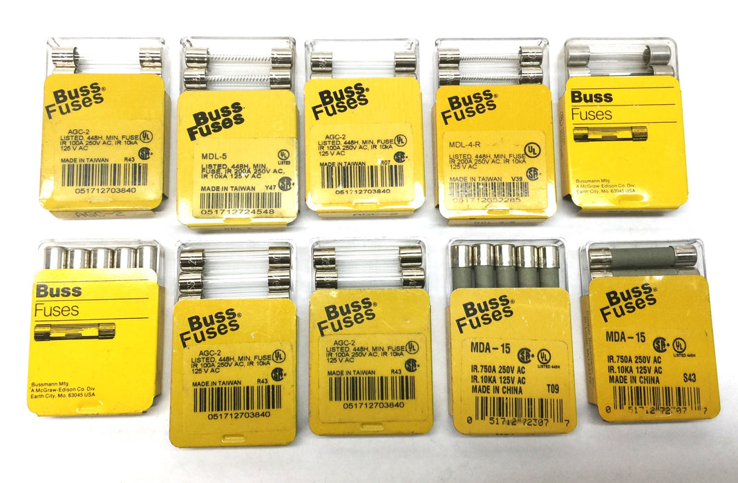 Cooper Bussmann Buss Glass Fuses Assortment Pack (50pcs) NOS