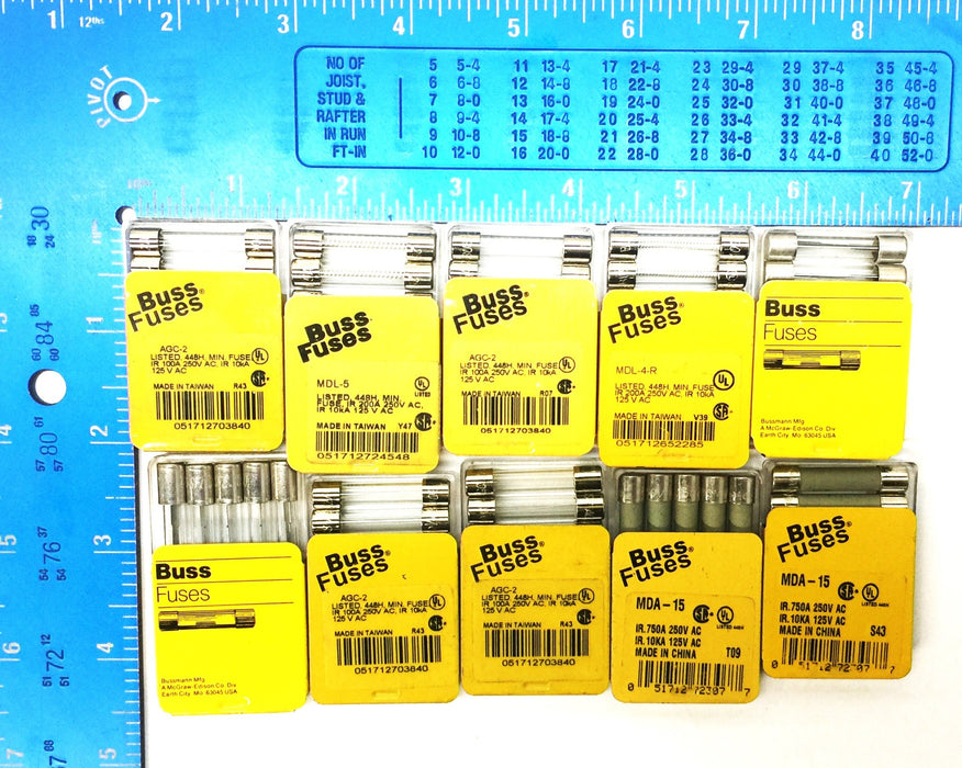Cooper Bussmann Buss Glass Fuses Assortment Pack (50pcs) NOS