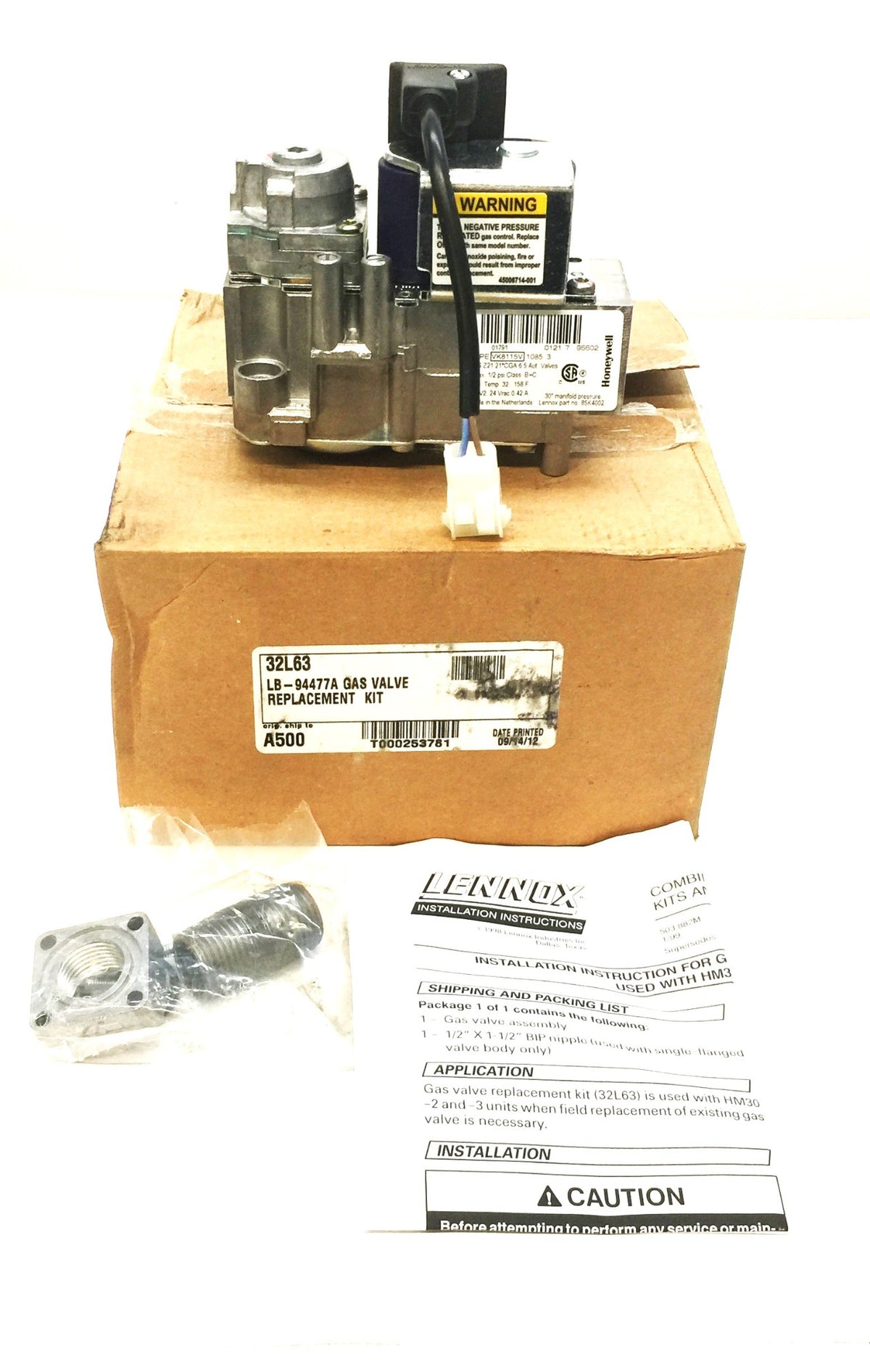 Lennox Honeywell Gas Valve Replacement with Hardware 32L63