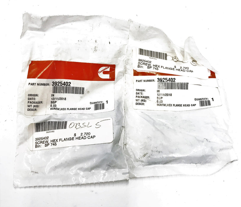 Cummins Hex Head Flange Screw 3925402 [Lot of 2] NOS