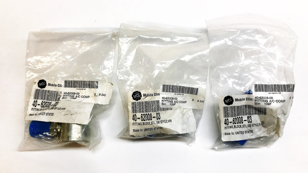 Carrier Steel Block Fitting (Style #8) 40-62005-003 [Lot of 3] NOS