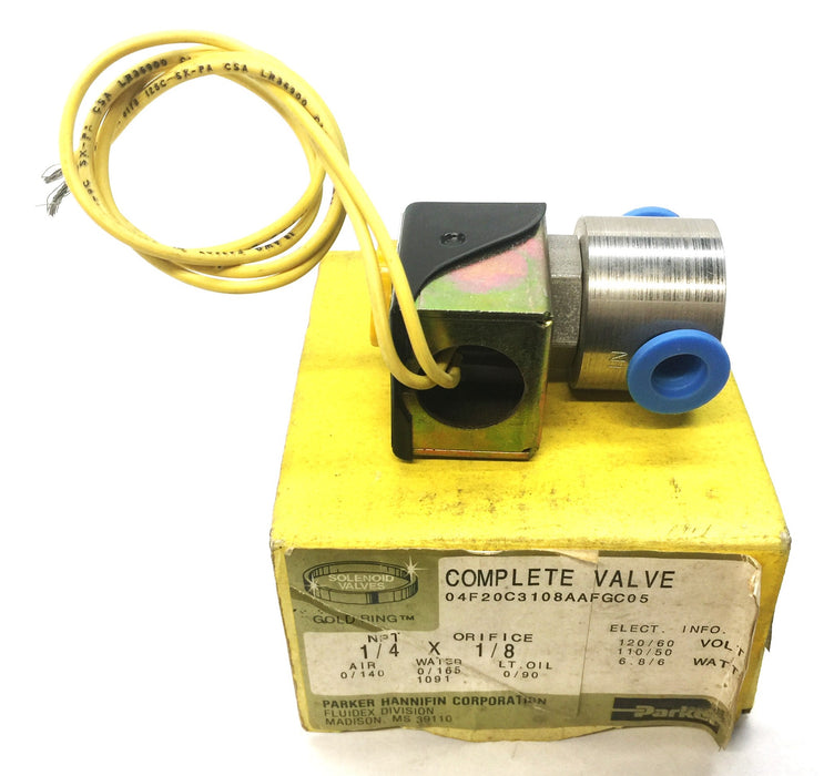Parker Hannifin 1/4" x 1/8" Complete Solenoid Valve 04F20C3108AAFGC05 NOS