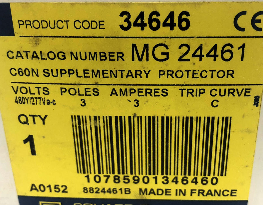 Merlin Gerin Square D 3A Type C 480VAC Circuit Breaker 24461 (MG24461)(C60N) NOS