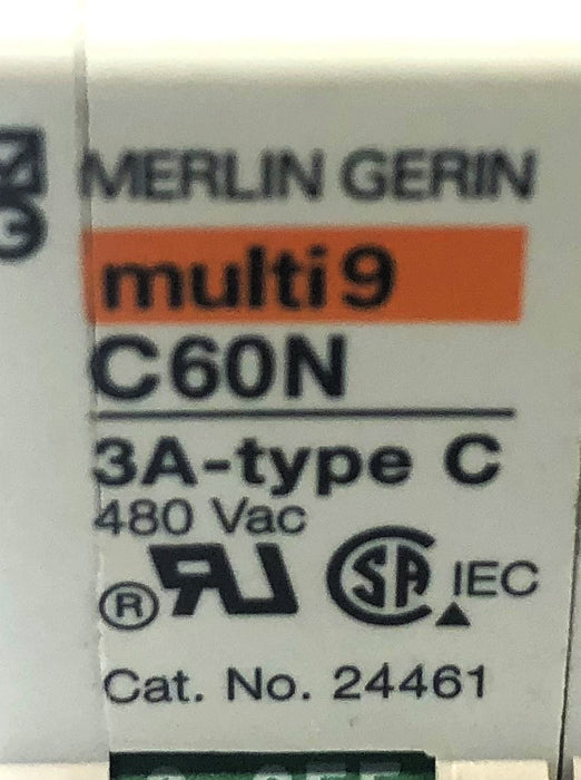 Merlin Gerin Square D 3A Type C 480VAC Circuit Breaker 24461 (MG24461)(C60N) NOS