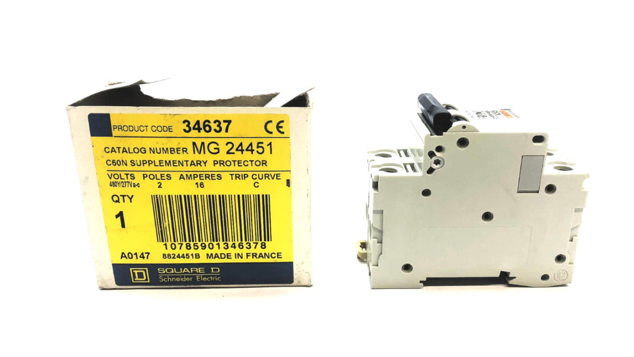 Merlin Gerin Square D 480VAC TypeC 16A Circuit Breaker 24451 (MG24451)(C60N) NOS