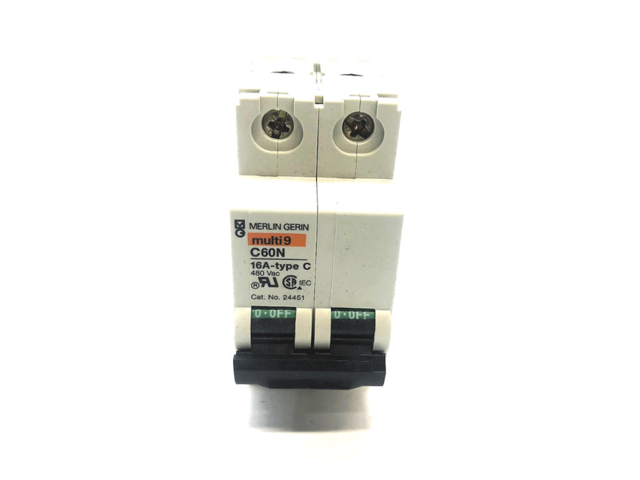 Merlin Gerin Square D 480VAC TypeC 16A Circuit Breaker 24451 (MG24451)(C60N) NOS