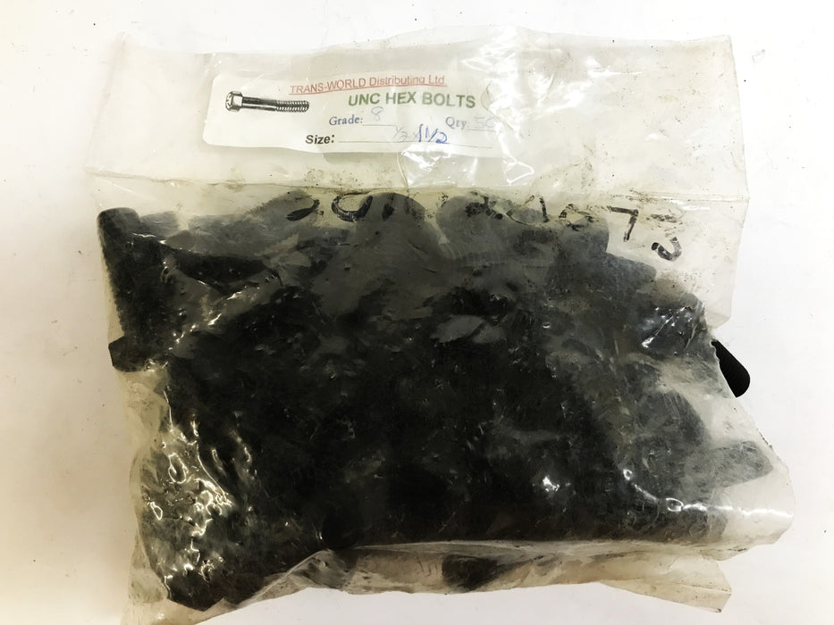 Trans World 1/2"-13 x 1-1/2" Black Hex Cap Screw, Bag of 49, NOS