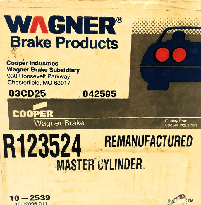 Wagner Brake Master Cylinder R123524 REMANUFACTURED