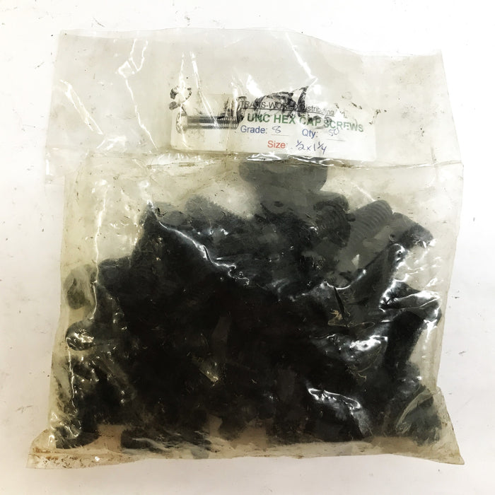 Trans World 1/2"-13 x 1-1/4" Black Hex Cap Screw, Bag of 50, NOS