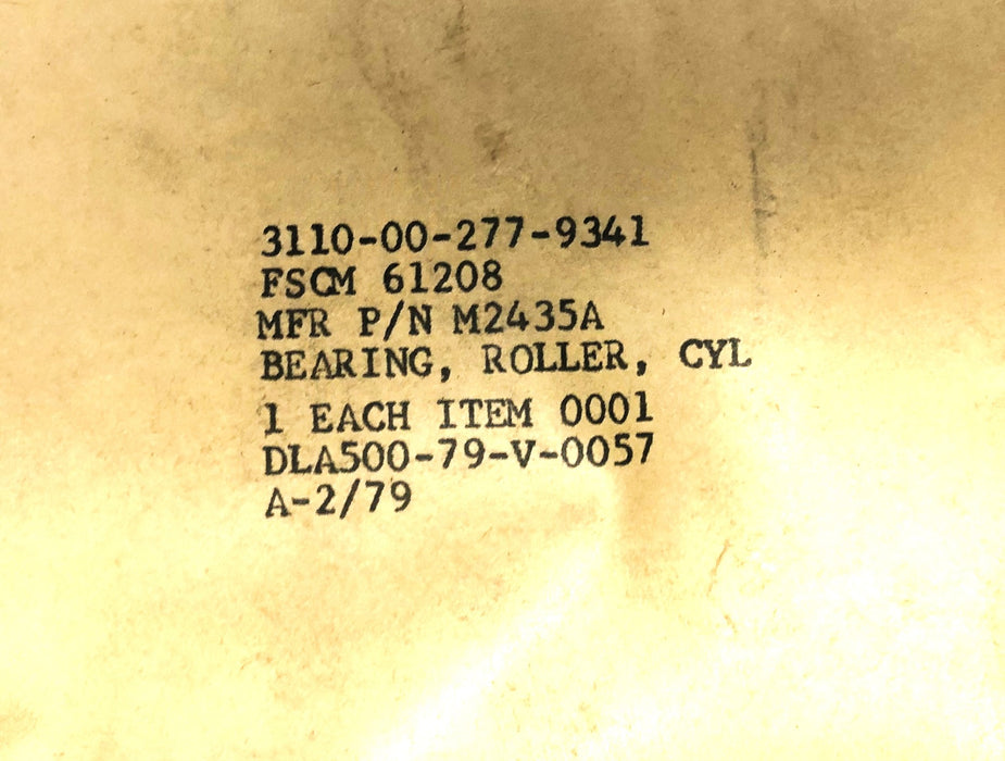 Rollway Cylindrical Roller Bearing M2435A (L-61214-UK-101) NOS