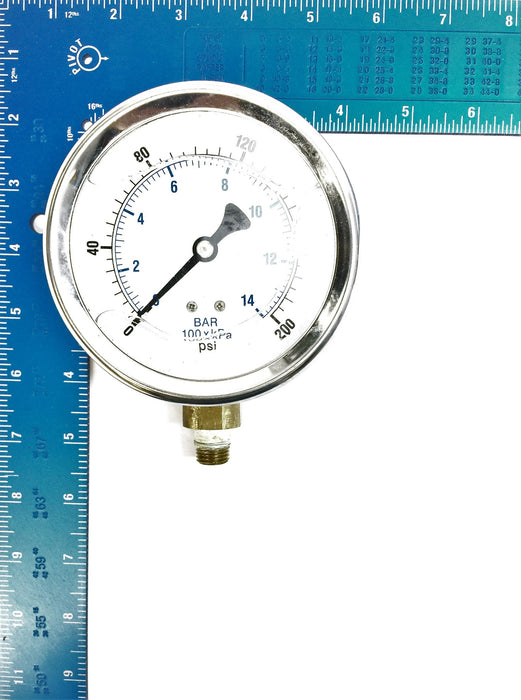 Liquid Filled Pressure Gauge A18 3-1/2" face USED