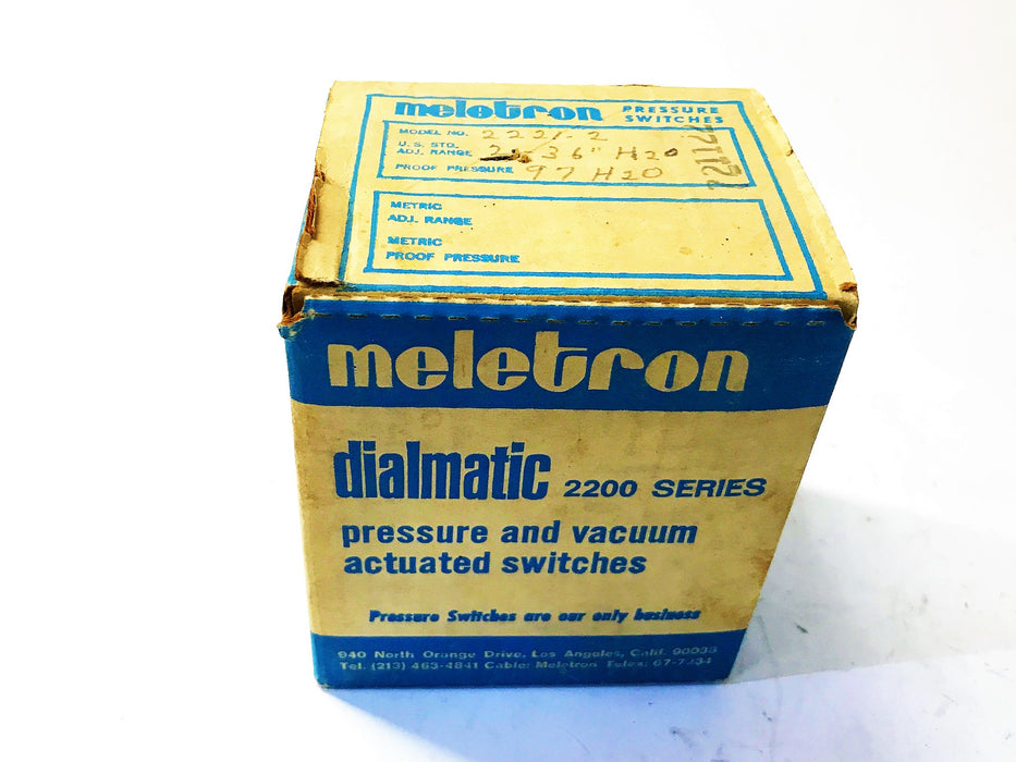 Meletron 10 Amp Pressure Actuated Switch 2221-2 NOS