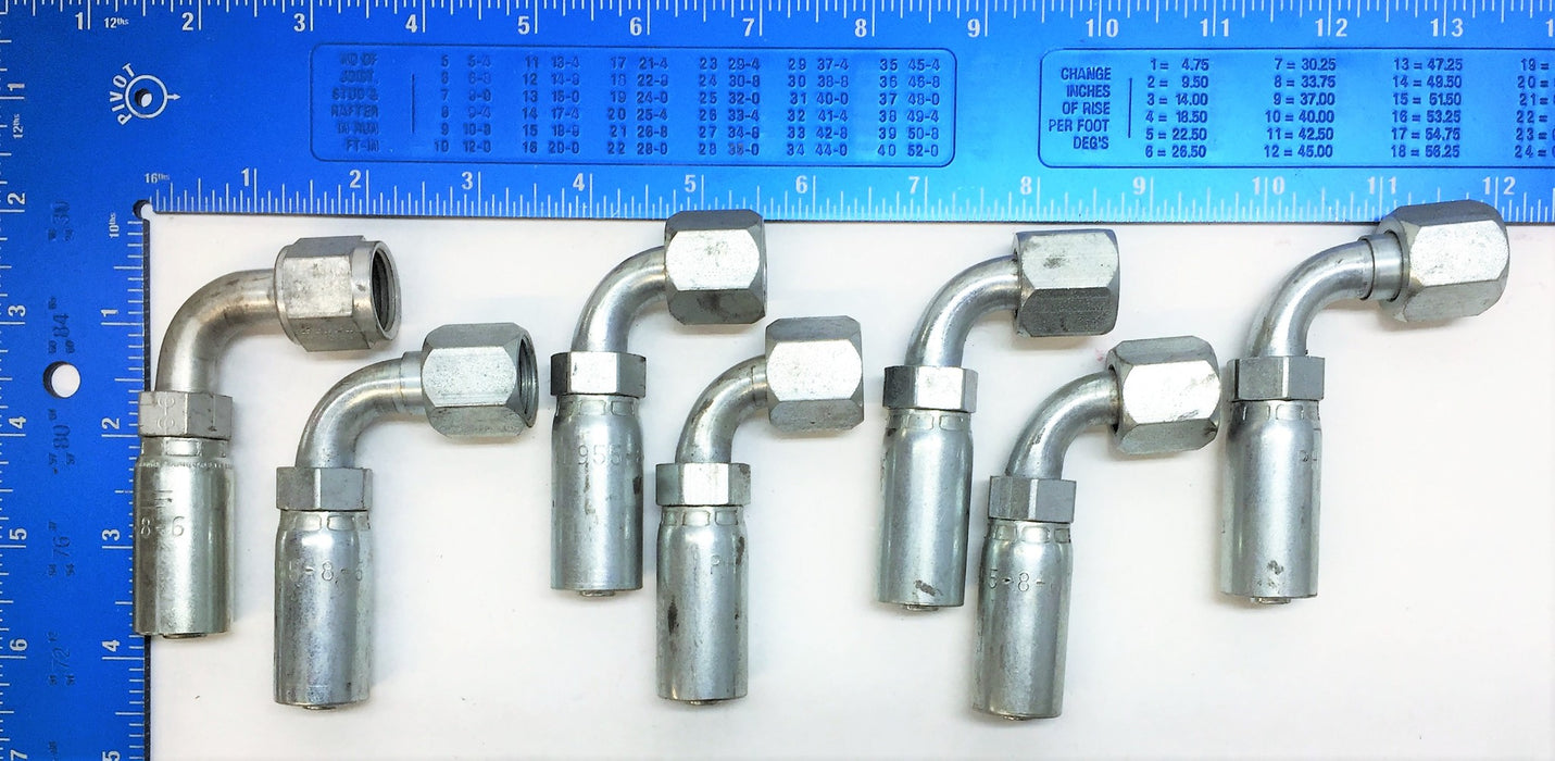 PARKER Parflex Female Swivel 90° Elbow / Medium Drop 1L955-8-6 [Lot of 7] NOS