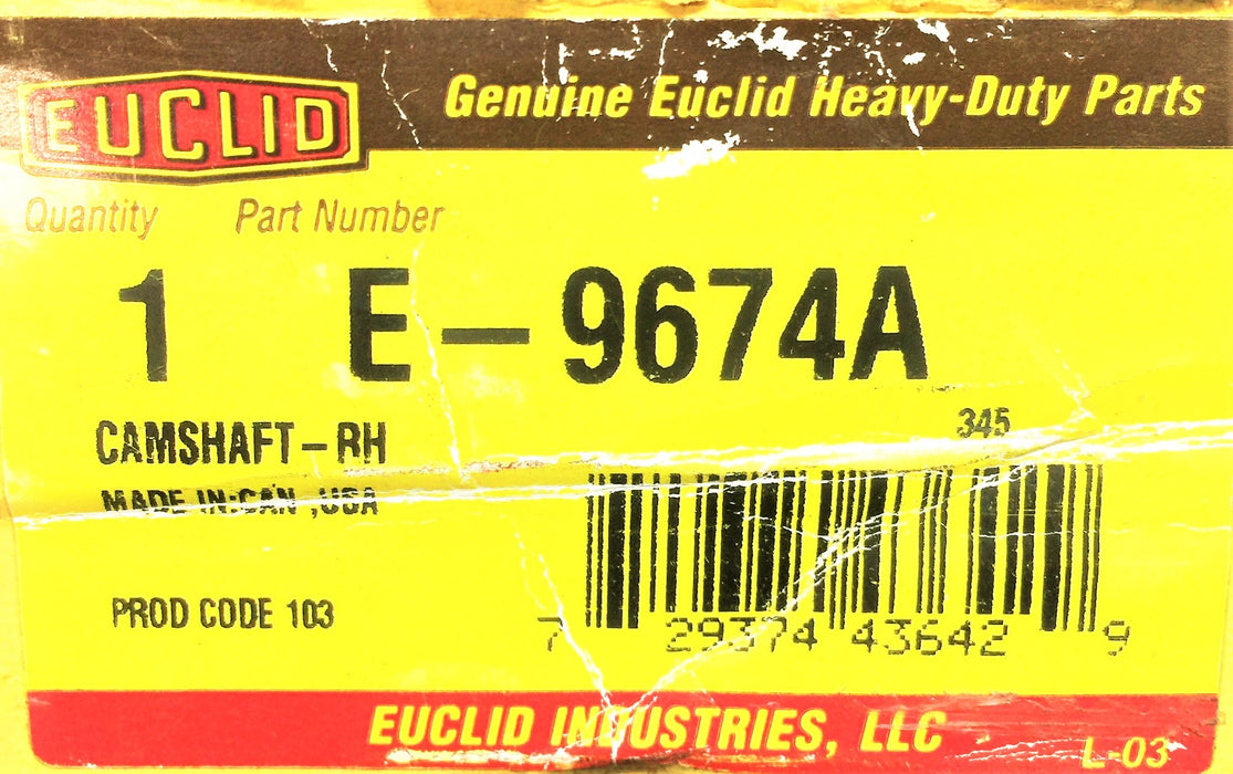 EUCLID Right-Hand Camshaft E-9674A NOS