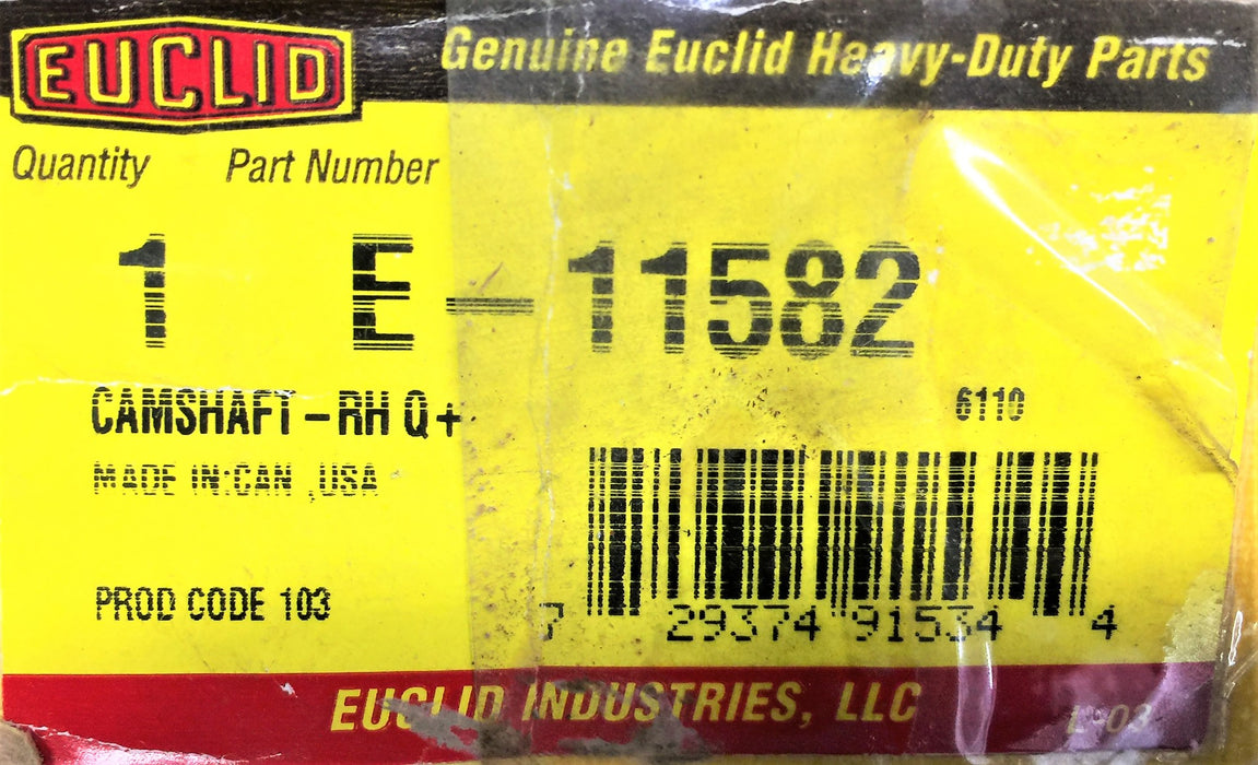 EUCLID Right-Hand Q+ Camshaft E-11582 NOS