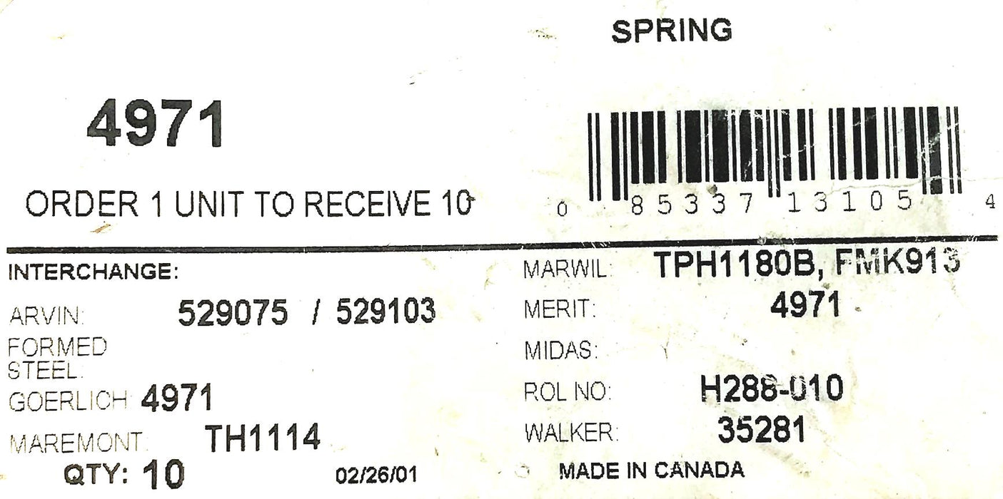 Unbranded Exhaust Spring 4971 [Lot of 7] NOS