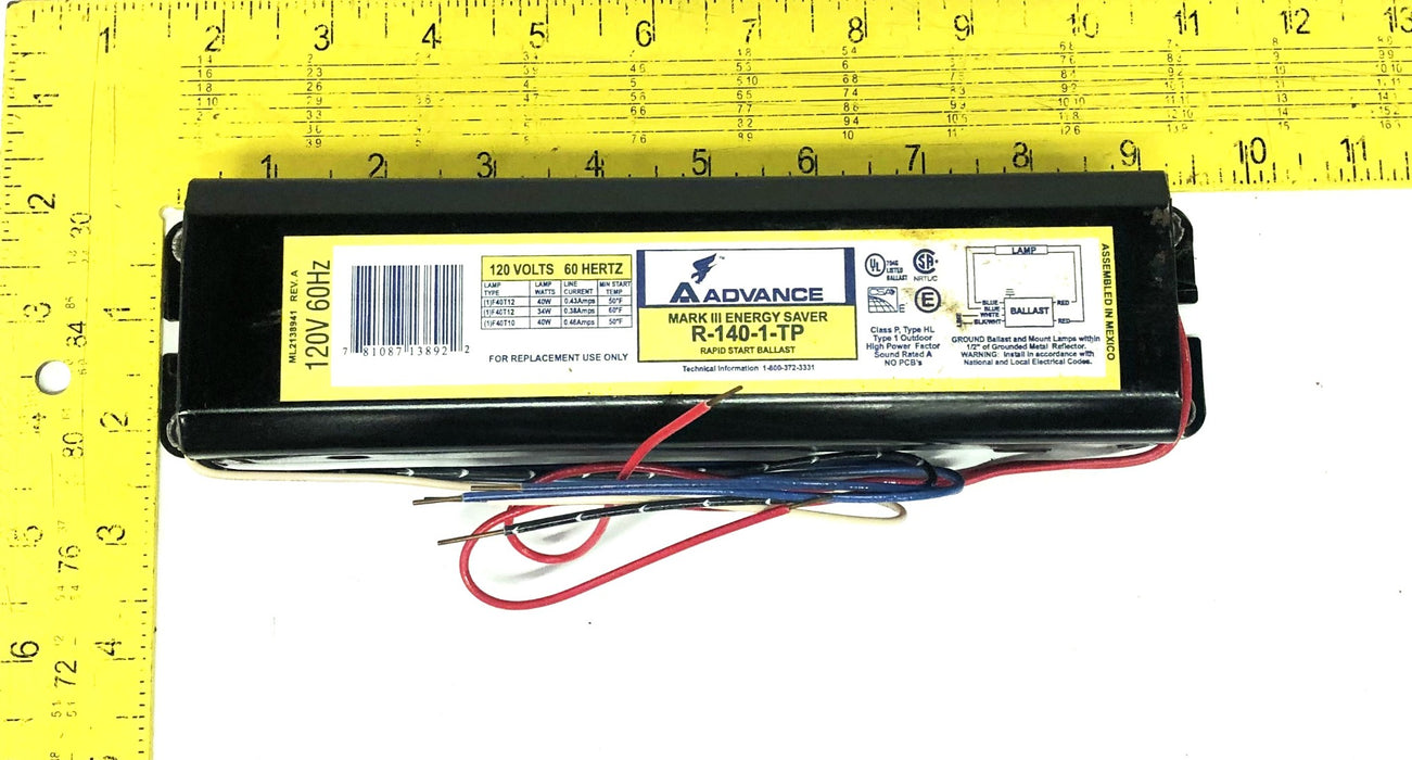 Advance Ballast 120V 60Hz Rapid Start Ballast R140TP [Lot of 2] USED
