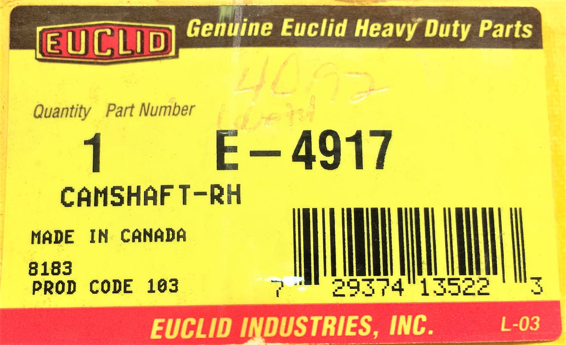 EUCLID Right-Hand Camshaft E-4917 NOS