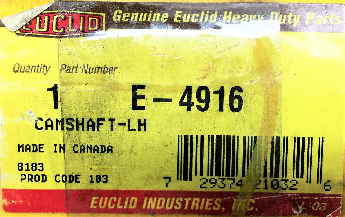 EUCLID Left-Hand Camshaft E-4916 NOS