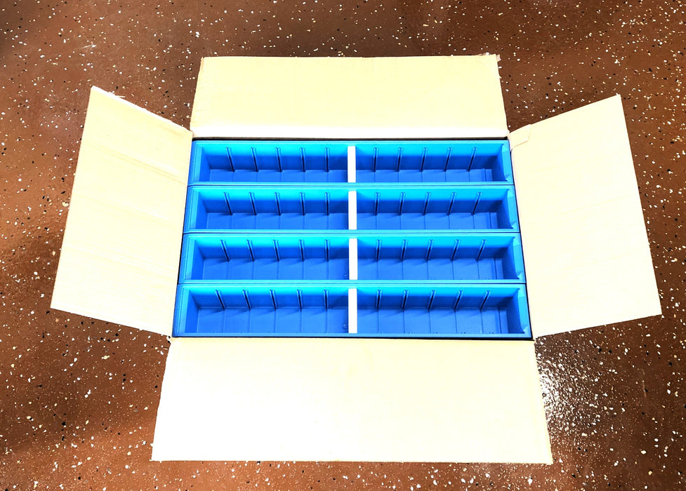Flexcon 16 Piece Case 24x4x4 Blue Storage Tote With Divider 0630KARBL244416F NOS
