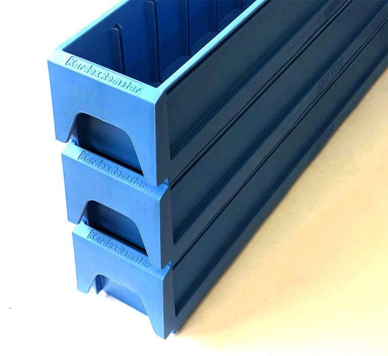 Flexcon 16 Piece Case 24x4x4 Blue Storage Tote With Divider 0630KARBL244416F NOS