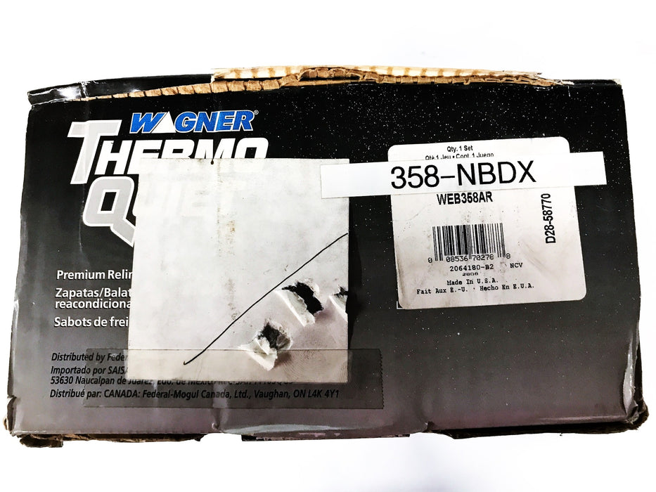 Wagner Thermo Quiet Relined Brake Shoe Set FMS-358 NOS