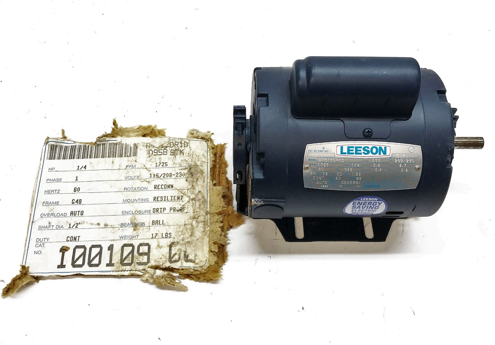 Leeson 1/4 HP 1725 RPM Single Phase Industrial Motor 100109.00 (A4C17DR1D) NOS