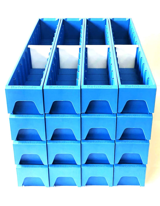Flexcon 16 Piece Case 24x4x4 Blue Storage Tote With Divider 0630KARBL244416F NOS