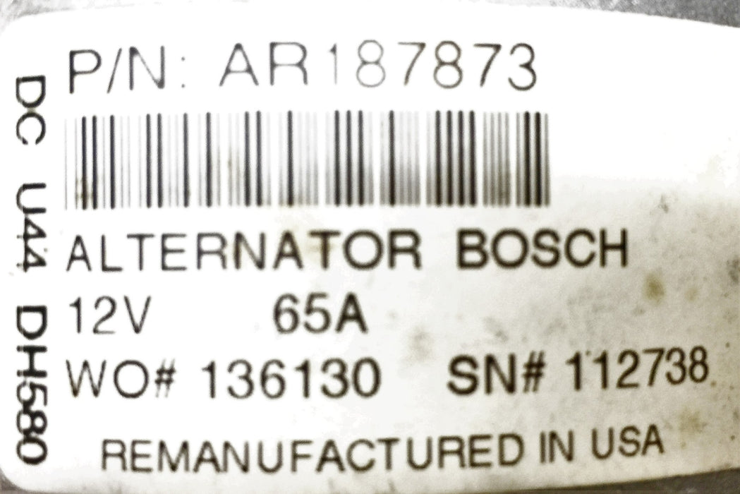 Bosch Alternator AR187873 REMANUFACTURED