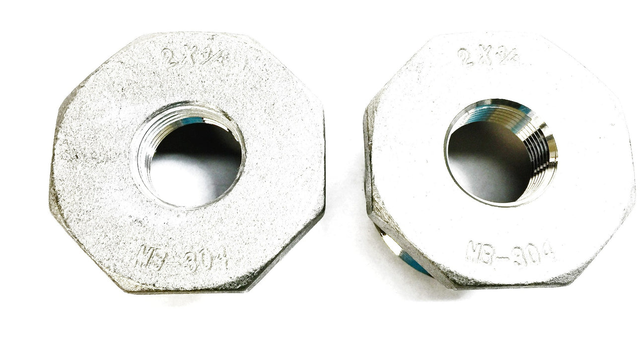 Stainless Steel 2" Male x 3/4" Female Thread Reducer MB-304 [Lot of 2] NOS