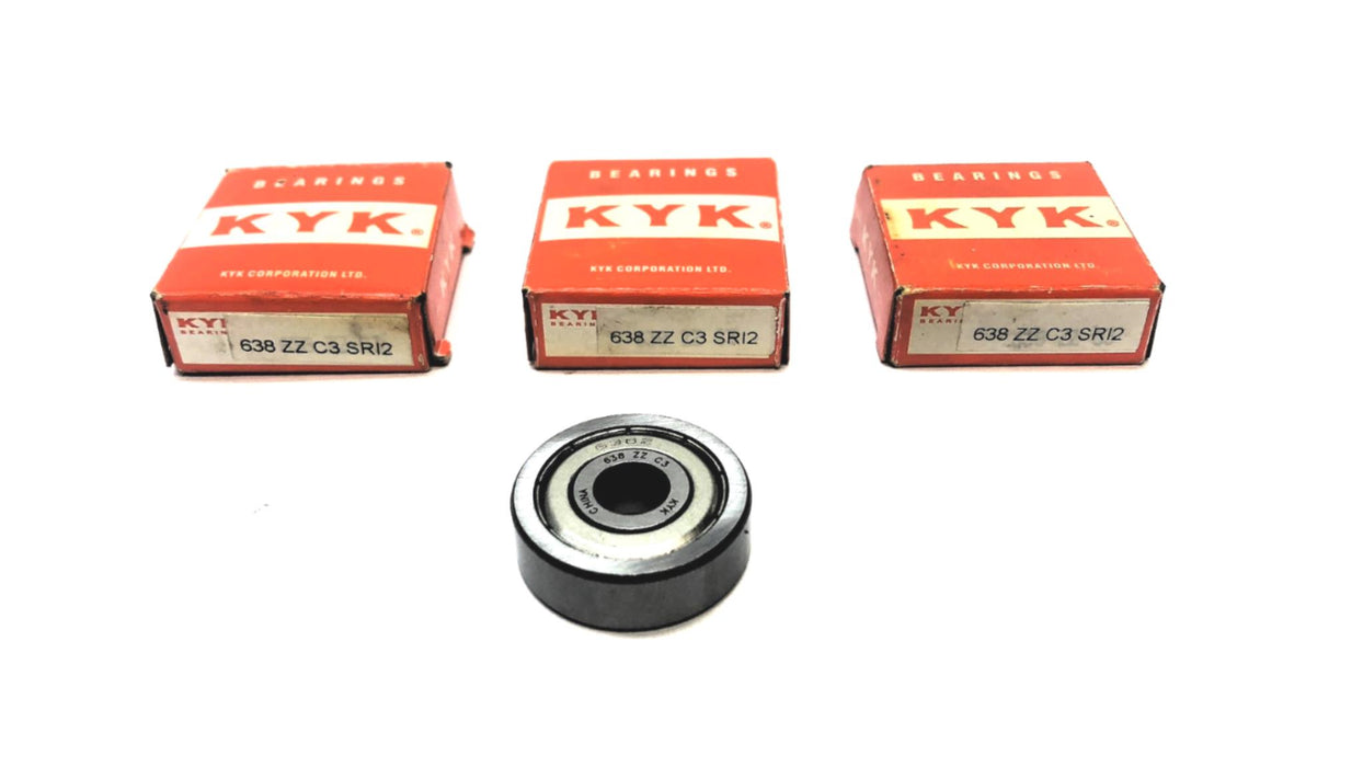 KYK Shielded Ball Bearing 638ZZC3 (638Z) [Lot of 3] NOS