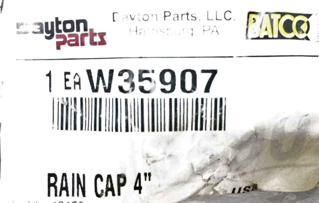 Dayton Parts 4" Rain Cap W35907 NOS