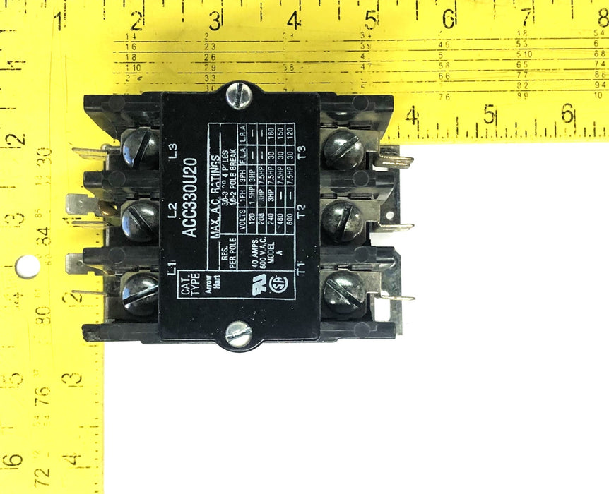Crouse-Hinds Arrow Hart 110-120Volt 50/60HZ Magnetic Contactor ACC330UM20 NOS