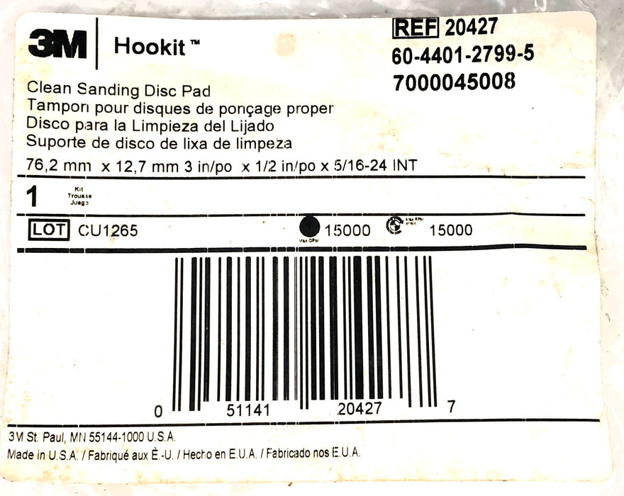 Almohadilla de disco de lijado 3M Hookit Clean 20427 NOS